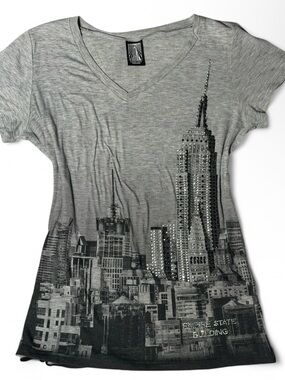 Vintage Y2K Empire State Building Grungy Bling Baby Tee
